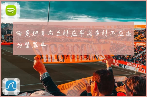 哈曼坦言布兰特应早离多特不应成为替罪羊